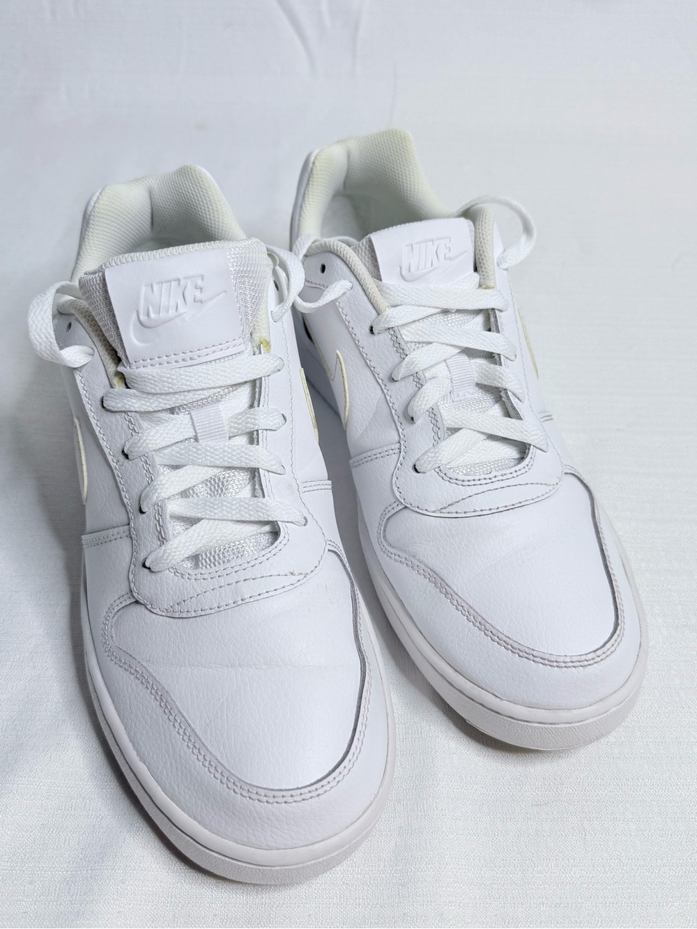 Nike Ebernon Low Triple White Leather Sneakers Men’s Size 10.5 AQ1779-100
